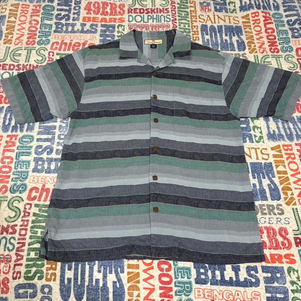 Tommy Bahama Striped Casual Shirt 100% Silk